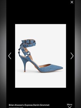 Express Pointed Denim Ankle-Strap Heels - Blue